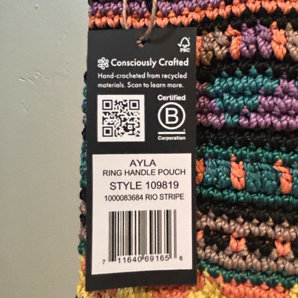 THE SAK Ayla Hand Crocheted Rio Striped Pouch With Top Carry Ring - Picture 5 of 10